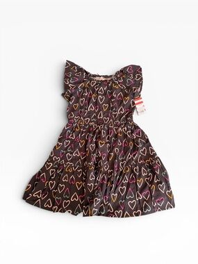 Target Charcoal Heart Print Girls Dress with Pink and Yellow‎ Accents